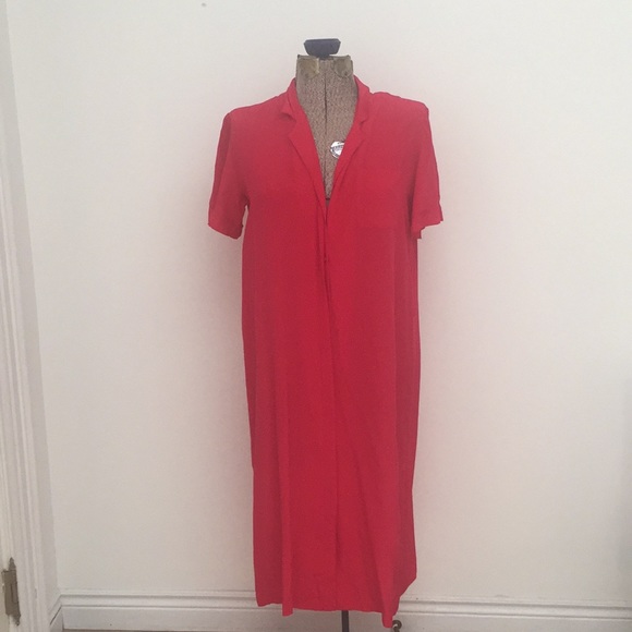 Bright pink 100% silk shirt dress - Picture 3 of 9